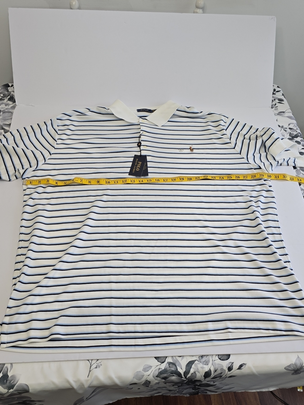 NWT Polo Ralph Lauren Men's Classic Polo Shirt White Blue Stripes Size 3XLT - Picture 10 of 15